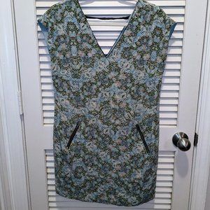 Anthropologie Green and Blue Patterned Midi Dress